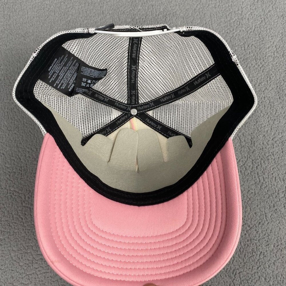 Hurley Hat Snapback Adult Cap Pink Foam Trucker Mesh White Girl Power Beach Life - Picture 10 of 11